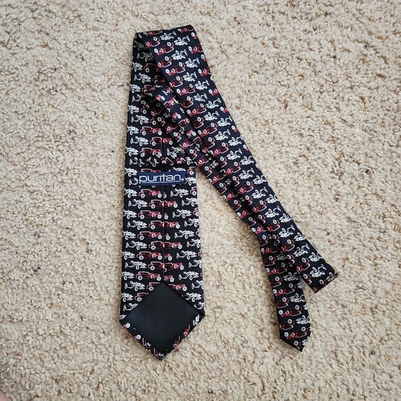 Puritan 100% Silk Red Vintage Car Neck Tie - Picture 4 of 4